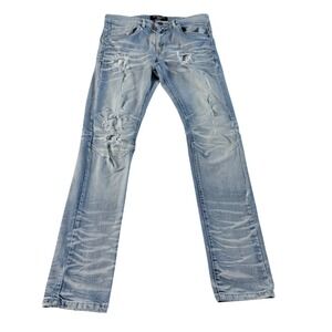 Arketype Distressed Slim Jeans Mens 32x32 Light Wash Good Ripped Moto Streetwear